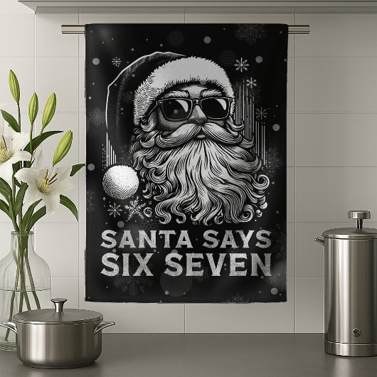 67 Meme Funny Santa Says Six Seven Christmas キッチンタオル