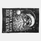67 Meme Funny Santa Says Six Seven Christmas キッチンタオル (横)