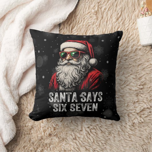 67 Meme Funny Santa Says Six Seven Christmas クッション (ブランケット)