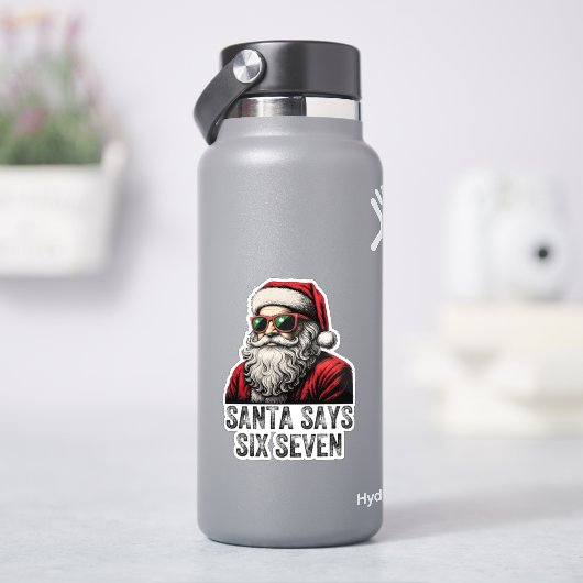 67 Meme Funny Santa Says Six Seven Christmas シール (HydroFlask)