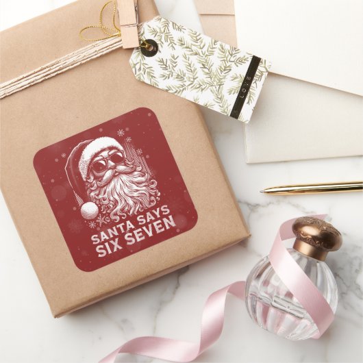 67 Meme Funny Santa Says Six Seven Christmas スクエアシール (ギフト)
