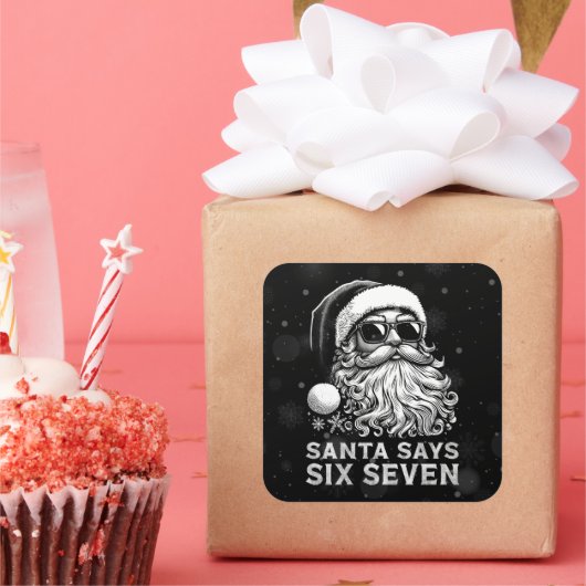 67 Meme Funny Santa Says Six Seven Christmas スクエアシール (パーティー)