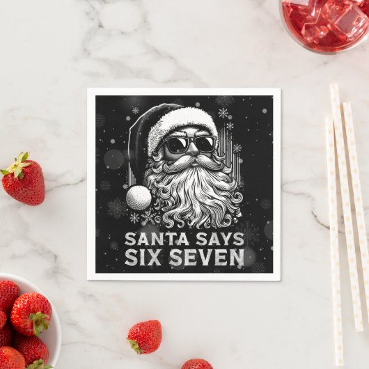 67 Meme Funny Santa Says Six Seven Christmas スタンダードカクテルナプキン (インサイチュ)