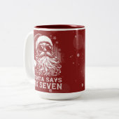 67 Meme Funny Santa Says Six Seven Christmas ツートーンマグカップ (正面左)