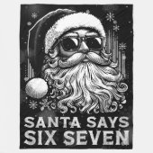 67 Meme Funny Santa Says Six Seven Christmas フリースブランケット (正面)