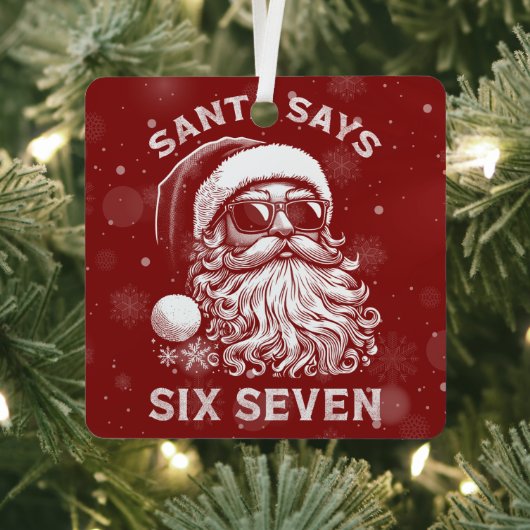 67 Meme Funny Santa Says Six Seven Christmas メタルオーナメント (インサイチュ)