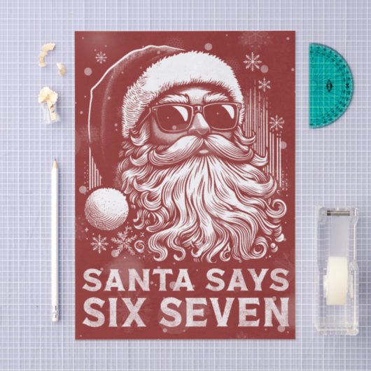 67 Meme Funny Santa Says Six Seven Christmas 薄葉紙 (クラフト)