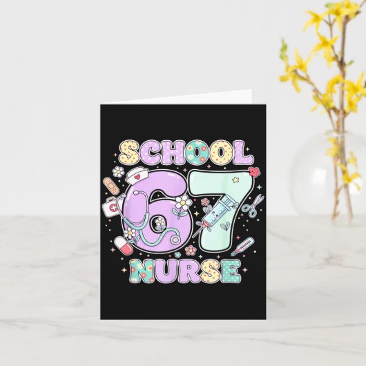 67 Meme Funny School Nurse Six Seven Meme Boys Gir カード (黄色い花)