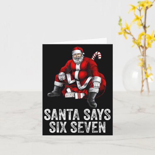 67 Meme Funny Six Seven Christmas 6-7 Meme Santa 6 カード (黄色い花)