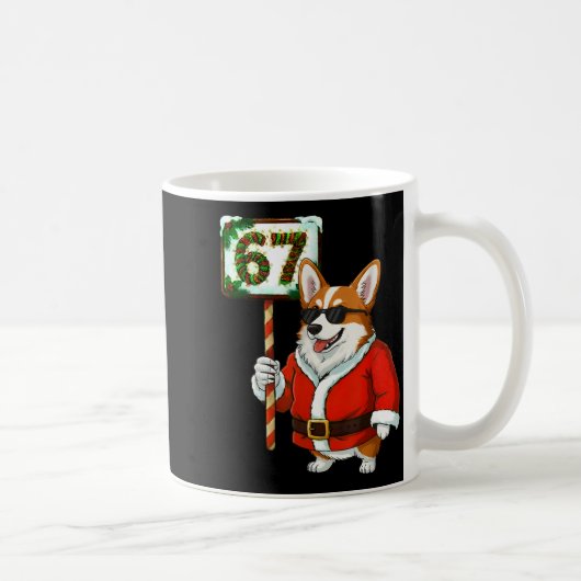 67 Meme Funny Six Seven Christmas Corgi Dog Lover コーヒーマグカップ (右)