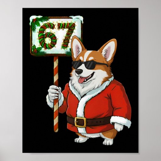 67 Meme Funny Six Seven Christmas Corgi Dog Lover ポスター (正面)