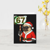 67 Meme Funny Six Seven Christmas Pug Dog Lover  カード (黄色い花)