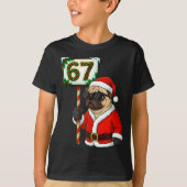 67 Meme Funny Six Seven Christmas Pug Dog Lover Tシャツ (正面)