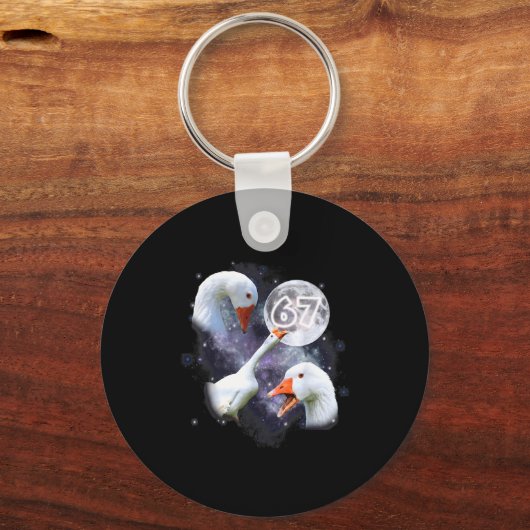 67 Meme Goose Howling At The Moon Funny Six Seven  キーホルダー (正面)