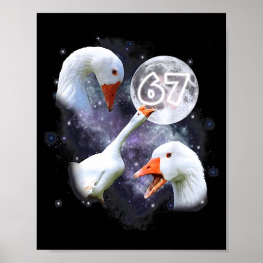 67 Meme Goose Howling At The Moon Funny Six Seven  ポスター (正面)