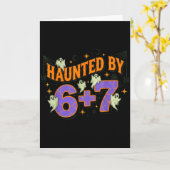 67 Meme Halloween Costume Haunted By 6-7  カード (黄色い花)