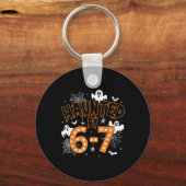 67 Meme Halloween Haunted– Funny Ghost And Pumpkin キーホルダー (正面)