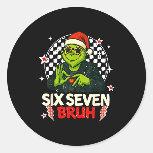 67 Meme Humor 6-7 Funny Six Seven Christmas  ラウンドシール (正面)