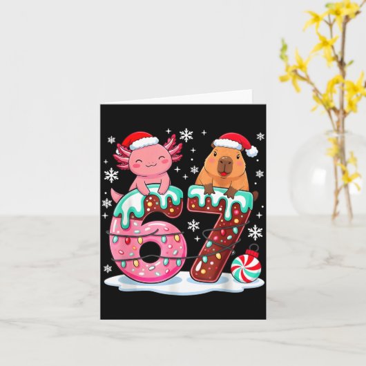 67 Meme Kawaii Axolotl Capybara Christmas Ice Crea カード (黄色い花)