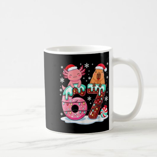 67 Meme Kawaii Axolotl Capybara Christmas Ice Crea コーヒーマグカップ (右)