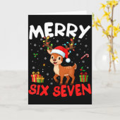 67 Meme Merry Six Seven Reindeer Funny Christmas W カード (黄色い花)
