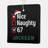 67 Meme Nice Naughty Santa Hat Funny Name セラミックオーナメント (左)