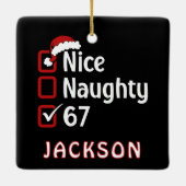 67 Meme Nice Naughty Santa Hat Funny Name セラミックオーナメント (裏面)