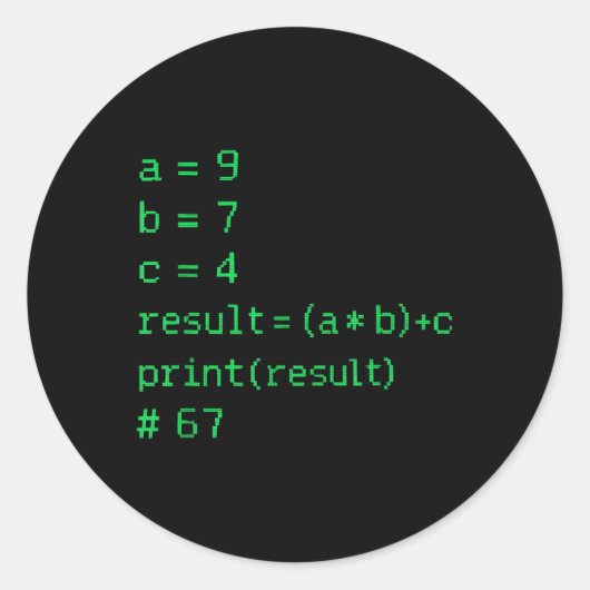 67 Meme Python Code Result Geek Humor Six Seven Pr ラウンドシール (正面)