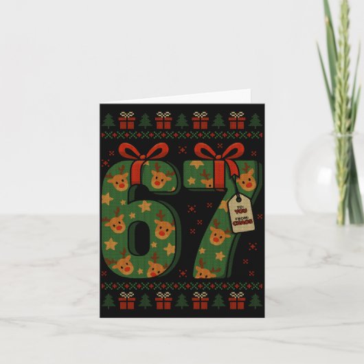 67 Meme Reindeer Christmas Ugly Sweater Xmas Celeb カード (正面)