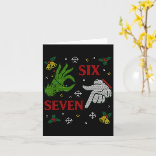 67 Meme Santa Hands Christmas Ugly Sweater Xmas Ce カード (黄色い花)