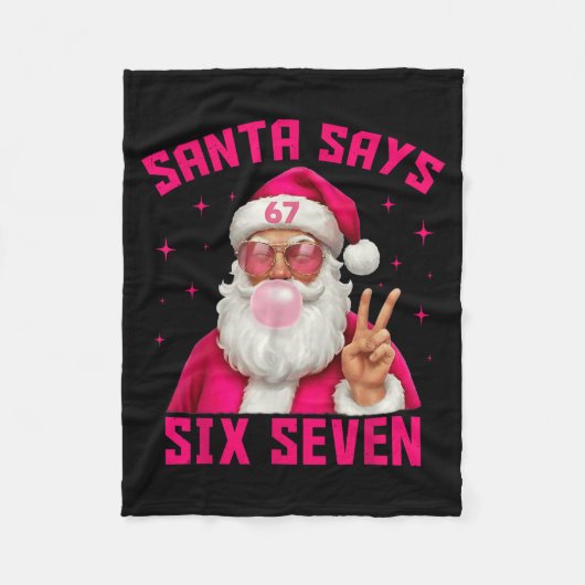 67 Meme Santa Says Six Seven Christmas Xmas Nk Gir フリースブランケット (正面)