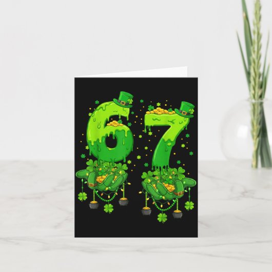 67 Meme Shamrocks Six Seven Shamrocks 6-7 St Patri カード (正面)