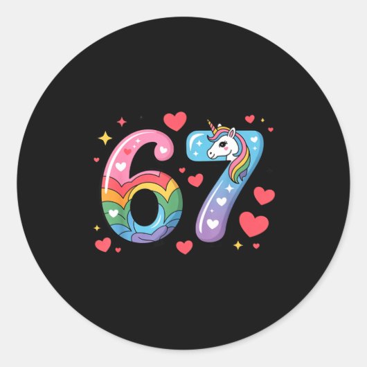 67 Meme Shirt Number Funny Six Seven 6 7  ラウンドシール (正面)