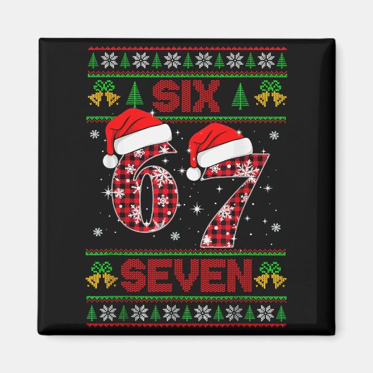 67 Meme Six Seven クリスマスアグリーセーター キッズ用 マグネット (正面)