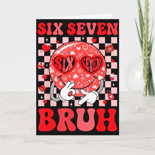 67 Meme Six Seven 6 7 Bruh Valentine Heart Boys Gi カード (正面)