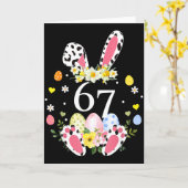 67 Meme Six Seven 6 7 Bunny Leopard Kids Funny Eas カード (黄色い花)