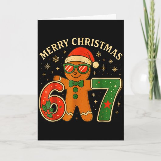 67 Meme Six Seven 6 7 Meme Funny Christmas Gingerb カード (正面)