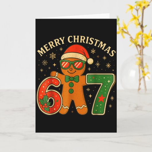 67 Meme Six Seven 6 7 Meme Funny Christmas Gingerb カード (黄色い花)