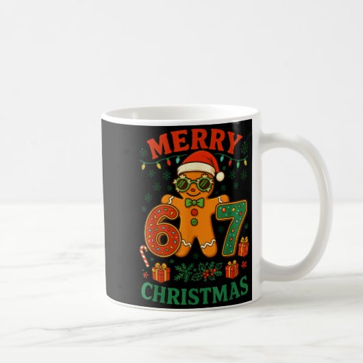 67 Meme Six Seven 6 7 Meme Funny Christmas Gingerb コーヒーマグカップ (右)