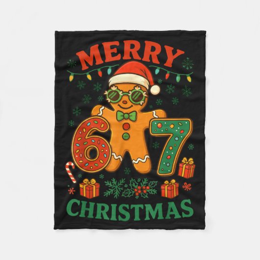 67 Meme Six Seven 6 7 Meme Funny Christmas Gingerb フリースブランケット (正面)