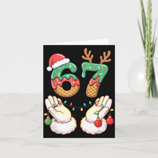 67 Meme Six Seven 6 7 Meme Funny Christmas Santa R カード (正面)