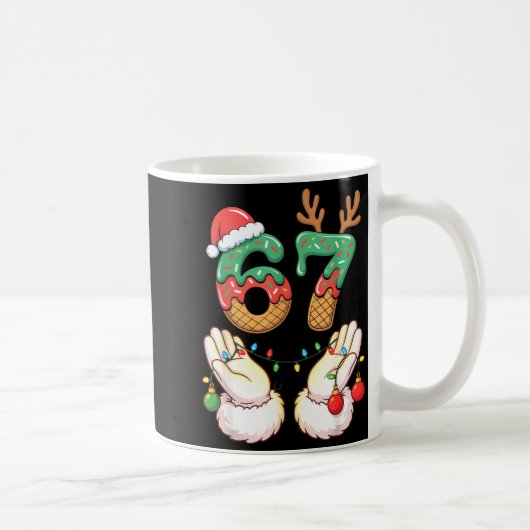 67 Meme Six Seven 6 7 Meme Funny Christmas Santa R コーヒーマグカップ (右)