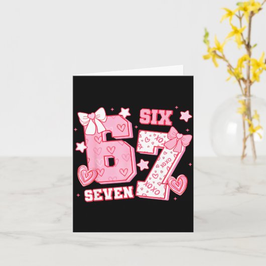 67 Meme Six Seven 6 7 Valentine Days  カード (黄色い花)