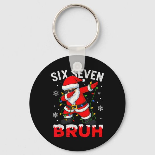 67 Meme Six Seven Bruh Dabbing Santa Funny Christm キーホルダー (正面)