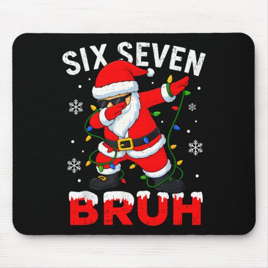67 Meme Six Seven Bruh Dabbing Santa Funny Christm マウスパッド (正面)