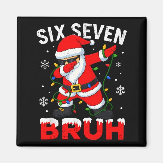 67 Meme Six Seven Bruh Dabbing Santa Funny Christm マグネット (正面)