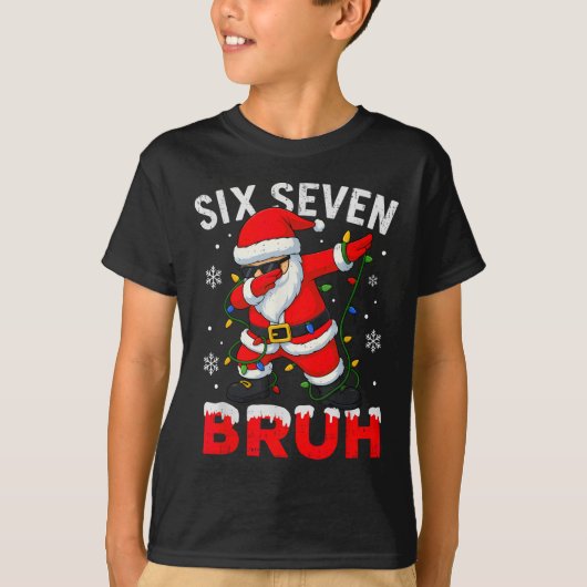 67 Meme Six Seven Bruh Dabbing Santa Funny Christm Tシャツ (正面)