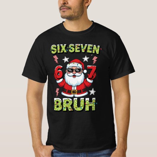 67 Meme Six Seven Bruh Dabbing Santa Funny Xmas Tシャツ (正面)