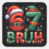 67 Meme Six Seven Bruh Funny Christmas 6 7 スクエアシール (正面)