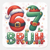 67 Meme Six Seven Bruh Funny Christmas 6 7 スクエアシール (正面)